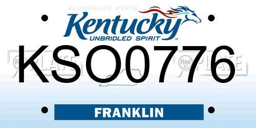 KSO0776 Kentucky License Plate