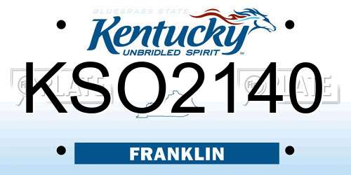 KSO2140 Kentucky License Plate