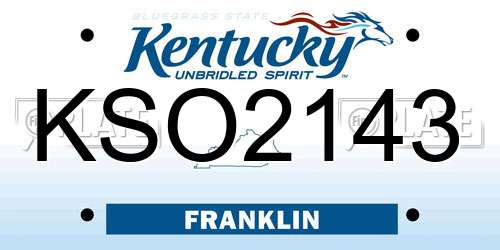 KSO2143 Kentucky License Plate