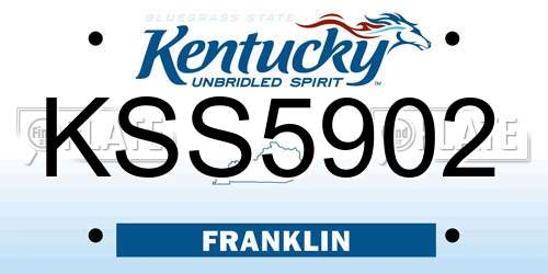 KSS5902 Kentucky License Plate