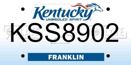 KSS8902 Kentucky License Plate