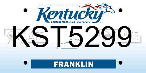 KST5299 Kentucky License Plate