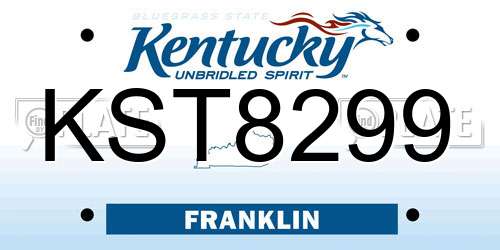 KST8299 Kentucky License Plate