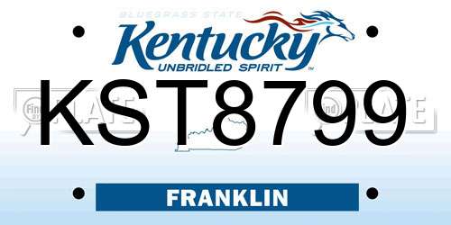 KST8799 Kentucky License Plate
