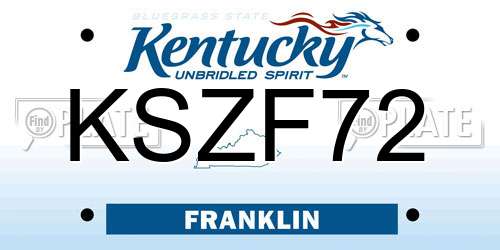KSZF72 Kentucky License Plate