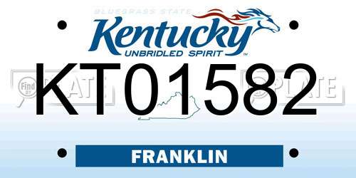 KT01582 Kentucky License Plate