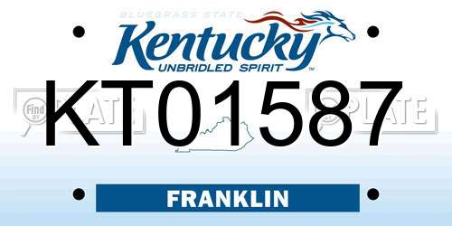KT01587 Kentucky License Plate