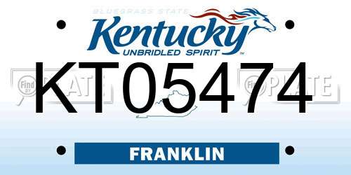 KT05474 Kentucky License Plate