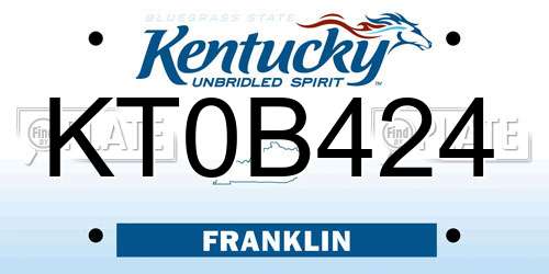 KT0B424 Kentucky License Plate
