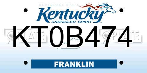 KT0B474 Kentucky License Plate
