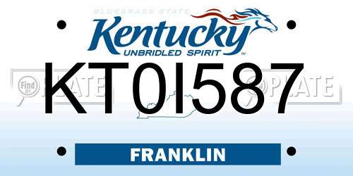 KT0I587 Kentucky License Plate