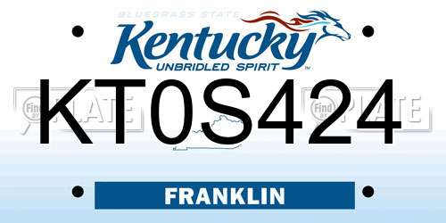 KT0S424 Kentucky License Plate