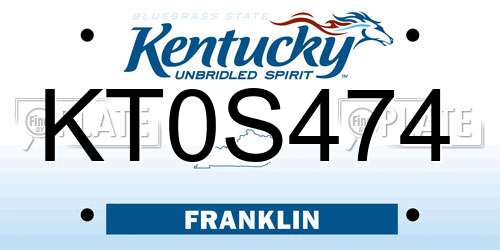 KT0S474 Kentucky License Plate