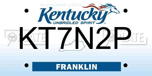 KT7N2P Kentucky License Plate