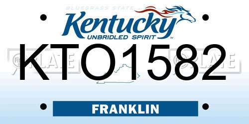 KTO1582 Kentucky License Plate