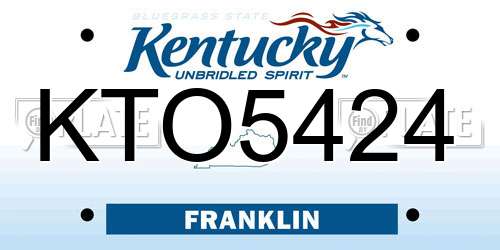 KTO5424 Kentucky License Plate