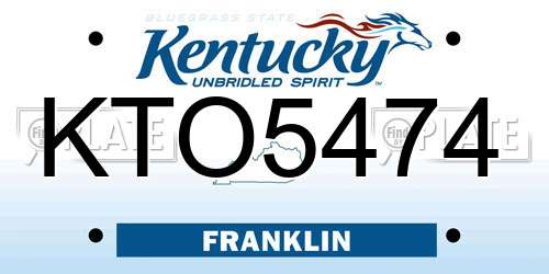 KTO5474 Kentucky License Plate