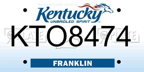 KTO8474 Kentucky License Plate