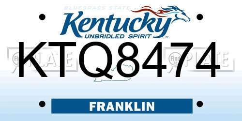 KTQ8474 Kentucky License Plate