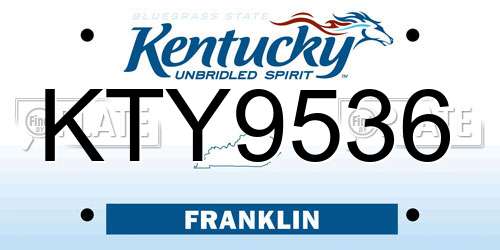 KTY9536 Kentucky License Plate
