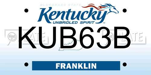 KUB63B Kentucky License Plate