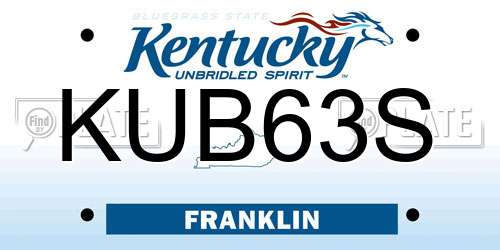 KUB63S Kentucky License Plate