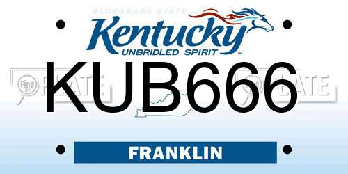 KUB666 Kentucky License Plate