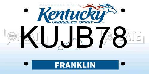 KUJB78 Kentucky License Plate