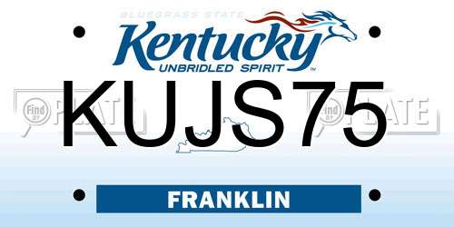 KUJS75 Kentucky License Plate
