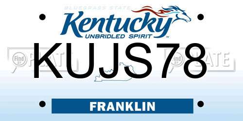 KUJS78 Kentucky License Plate