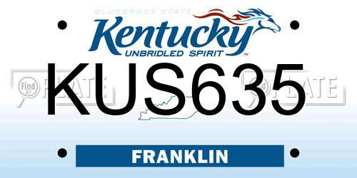 KUS635 Kentucky License Plate