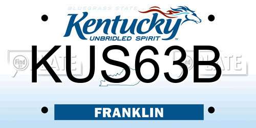 KUS63B Kentucky License Plate