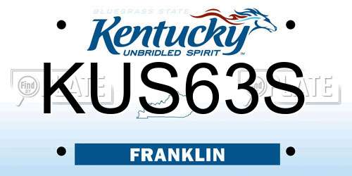 KUS63S Kentucky License Plate