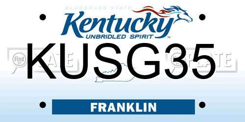 KUSG35 Kentucky License Plate
