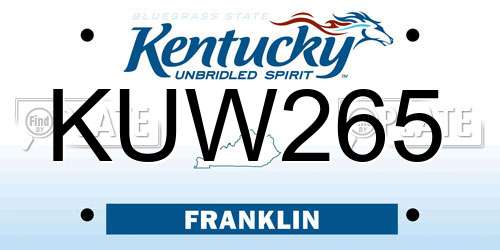 KUW265 Kentucky License Plate