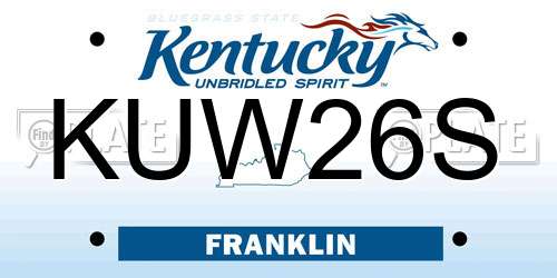 KUW26S Kentucky License Plate