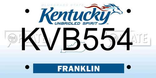 KVB554 Kentucky License Plate