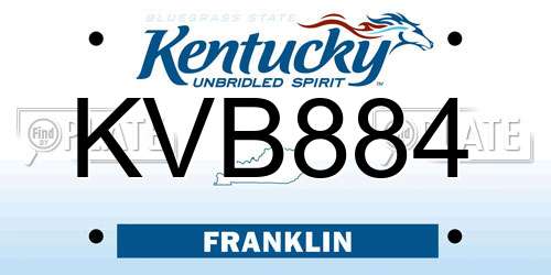 KVB884 Kentucky License Plate