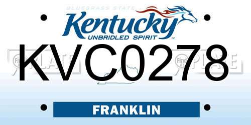 KVC0278 Kentucky License Plate