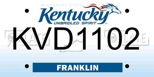 KVD1102 Kentucky License Plate