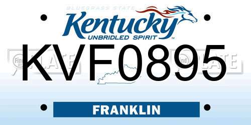 KVF0895 Kentucky License Plate