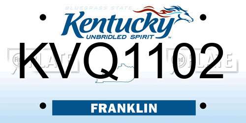 KVQ1102 Kentucky License Plate