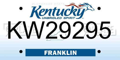 KW29295 Kentucky License Plate