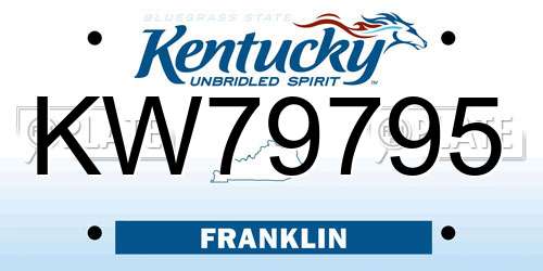 KW79795 Kentucky License Plate