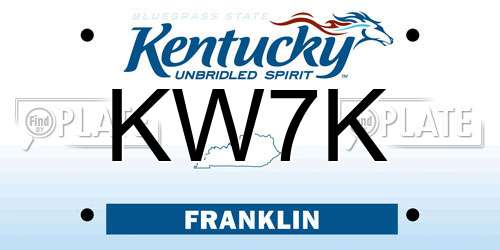 KW7K Kentucky License Plate