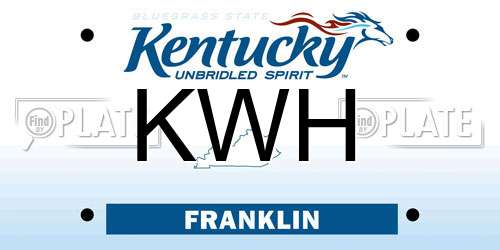 KWH Kentucky License Plate