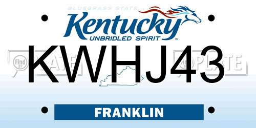 KWHJ43 Kentucky License Plate