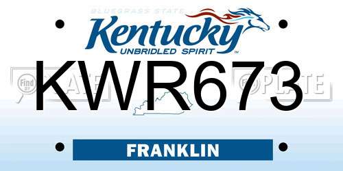 KWR673 Kentucky License Plate