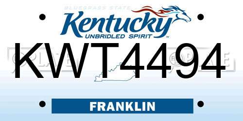 KWT4494 Kentucky License Plate