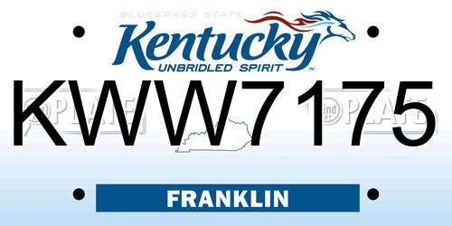 KWW7175 Kentucky License Plate